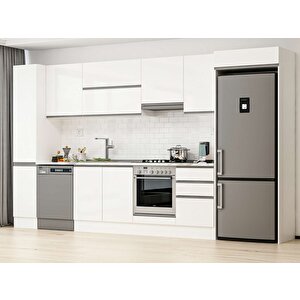 Alvinka 370x222 Cm High Gloss Mdf Mutfak Dolabı Beyaz Beyaz Mbb-e80b40s50-1 Beyaz