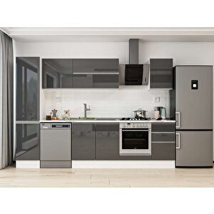 Alvinka 300x210 Cm High Gloss Mutfak Dolabı Beyaz Antrasıt Mb-e90b45s45-2 Antrasit