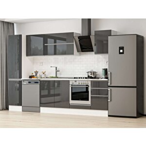 Alvinka 300x210 Cm High Gloss Mutfak Dolabı Beyaz Antrasıt Mb-e90b45s45-2 Antrasit