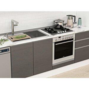 Alvinka 370x222 Cm High Gloss Mdf Mutfak Dolabı Beyaz Antrasıt Mbb-e80b40s50-1 Antrasit