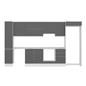 Alvinka 370x222 Cm High Gloss Mdf Mutfak Dolabı Beyaz Antrasıt Mbb-e80b40s50-1