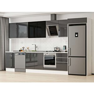 Alvinka 390x222 Cm High Gloss Mutfak Dolabı Beyaz Antrasıt Mb-e90s50s50-3 Antrasit