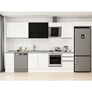 Alvinka 370x222 Cm High Gloss Mdf Mutfak Dolabı Beyaz Beyaz Mb-e80s40s50-3 Beyaz