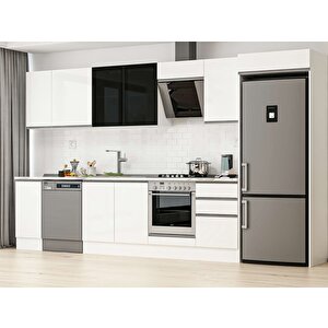 Alvinka 370x222 Cm High Gloss Mdf Mutfak Dolabı Beyaz Beyaz Mb-e80s40s50-3 Beyaz