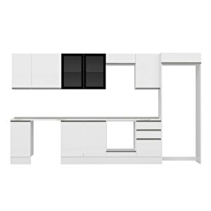 Alvinka 370x222 Cm High Gloss Mdf Mutfak Dolabı Beyaz Beyaz Mb-e80s40s50-3