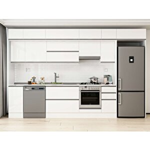 Alvinka 370x240 Cm High Gloss Mutfak Dolabı Beyaz Beyaz Mb-e90s40s40-1 Beyaz