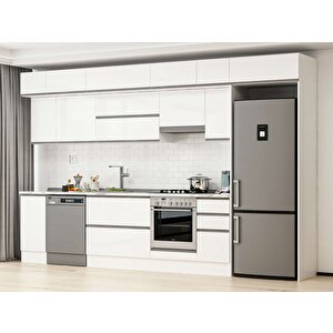 Alvinka 370x240 Cm High Gloss Mutfak Dolabı Beyaz Beyaz Mb-e90s40s40-1 Beyaz