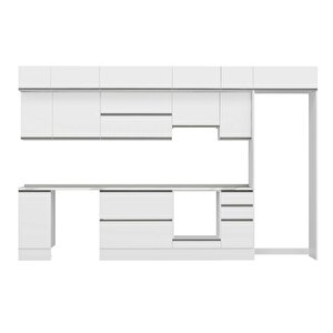 Alvinka 370x240 Cm High Gloss Mutfak Dolabı Beyaz Beyaz Mb-e90s40s40-1