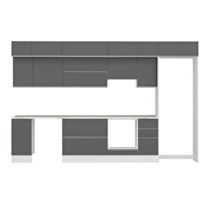 Alvinka 370x240 Cm High Gloss Mutfak Dolabı Beyaz Beyaz Mb-e90s40s40-1