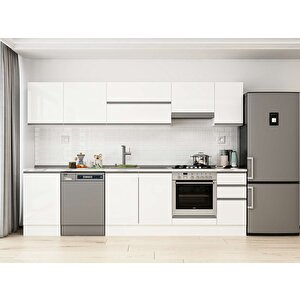 Alvinka 290x210 Cm High Gloss Mdf Mutfak Dolabı Beyaz Beyaz M-e80s50s40-1 Beyaz
