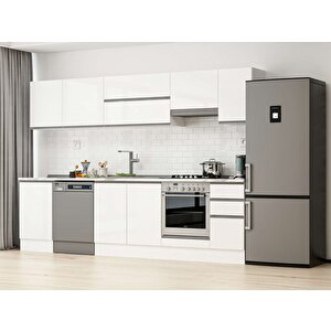 Alvinka 290x210 Cm High Gloss Mdf Mutfak Dolabı Beyaz Beyaz M-e80s50s40-1 Beyaz