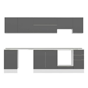 Alvinka 290x210 Cm High Gloss Mdf Mutfak Dolabı Beyaz Beyaz M-e80s50s40-1