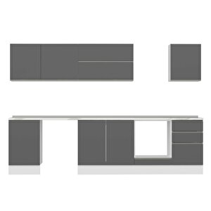 Alvinka 300x210 Cm High Gloss Mutfak Dolabı Beyaz Antrasıt M-e80s50s50-2