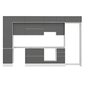 Alvinka 365x240 Cm High Gloss Mutfak Dolabı Beyaz Beyaz Mbb-e80b45s40-1