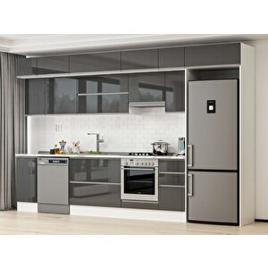 Alvinka 370x240 Cm High Gloss Mutfak Dolabı Beyaz Antrasıt Mb-e90s40s40-1 Antrasit