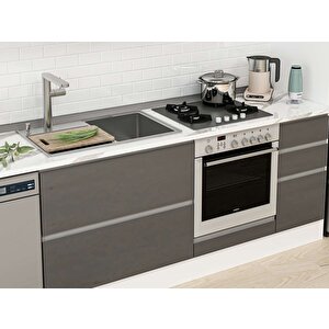 Alvinka 370x240 Cm High Gloss Mutfak Dolabı Beyaz Antrasıt Mb-e90s40s40-1 Antrasit