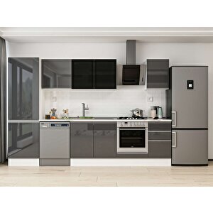 Alvinka 315x210 Cm High Gloss Mdf Mutfak Dolabı Beyaz Antrasıt Mb-e90b60s45-3 Antrasit