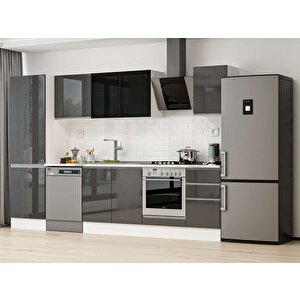 Alvinka 315x210 Cm High Gloss Mdf Mutfak Dolabı Beyaz Antrasıt Mb-e90b60s45-3 Antrasit