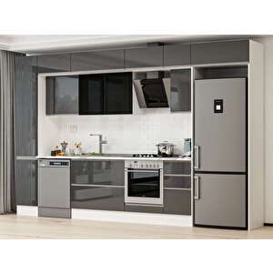 Alvinka 360x240 Cm High Gloss Mutfak Dolabı Beyaz Antrasıt Mbb-e80b40s40-3 Antrasit