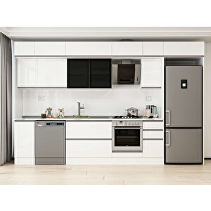 Alvinka 360x240 Cm High Gloss Mdf Mutfak Dolabı Beyaz Beyaz Mb-e80s40s40-3 Beyaz