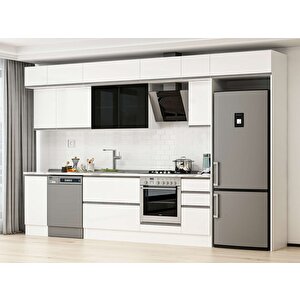 Alvinka 360x240 Cm High Gloss Mdf Mutfak Dolabı Beyaz Beyaz Mb-e80s40s40-3 Beyaz