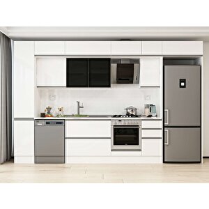 Alvinka 360x240 Cm High Gloss Mutfak Dolabı Beyaz Beyaz Mbb-e80b40s40-3 Beyaz
