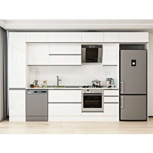 Alvinka 365x240 Cm High Gloss Mdf Mutfak Dolabı Beyaz Beyaz Mbb-e80b45s40-2 Beyaz