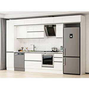 Alvinka 365x240 Cm High Gloss Mdf Mutfak Dolabı Beyaz Beyaz Mbb-e80b45s40-2 Beyaz