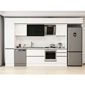 Alvinka 375x240 Cm High Gloss Mdf Mutfak Dolabı Beyaz Beyaz Mbb-e80b45s50-3 Beyaz