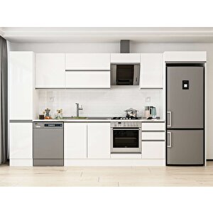 Alvinka 370x222 Cm High Gloss Mdf Mutfak Dolabı Beyaz Beyaz Mbb-e80b45s45-2 Beyaz
