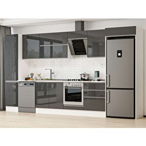 385x222 Cm High Gloss Mdf Mutfak Dolabı Beyaz Antrasıt Mbb-e80b45s60-2 Antrasit