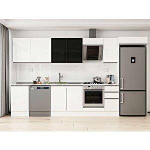 Alvinka 370x222 Cm High Gloss Mdf Mutfak Dolabı Beyaz Beyaz Mb-e80s50s40-3 Beyaz