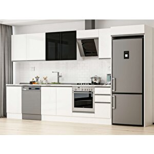 Alvinka 370x222 Cm High Gloss Mdf Mutfak Dolabı Beyaz Beyaz Mb-e80s50s40-3 Beyaz