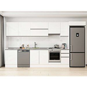 Alvinka 380x222 Cm High Gloss Mutfak Dolabı Beyaz Beyaz Mb-e80s60s40-1 Beyaz