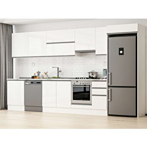 Alvinka 380x222 Cm High Gloss Mutfak Dolabı Beyaz Beyaz Mb-e80s60s40-1 Beyaz