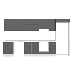 Alvinka 380x222 Cm High Gloss Mutfak Dolabı Beyaz Beyaz Mb-e80s60s40-1