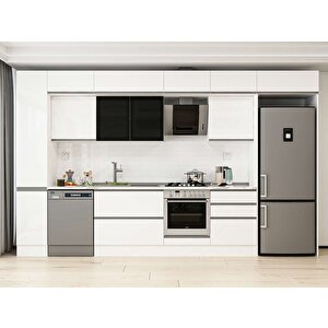 Alvinka 380x240 Cm High Gloss Mdf Mutfak Dolabı Beyaz Beyaz Mbb-e80b40s60-3 Beyaz