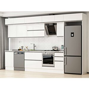 Alvinka 380x240 Cm High Gloss Mutfak Dolabı Beyaz Beyaz Mb-e90s50s40-2 Beyaz