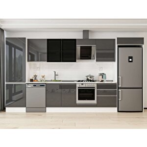 400x222 Cm High Gloss Mutfak Dolabı Beyaz Antrasıt Mbb-e80b60s60-3 Antrasit