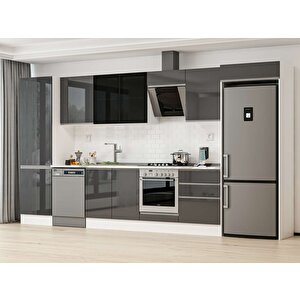 400x222 Cm High Gloss Mutfak Dolabı Beyaz Antrasıt Mbb-e80b60s60-3 Antrasit