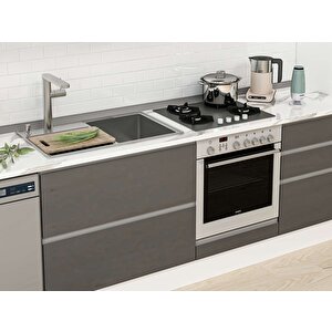 Alvinka 380x240 Cm High Gloss Mdf Mutfak Dolabı Beyaz Antrasıt Mbb-e80b40s60-3 Antrasit