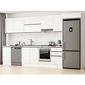 390x222 Cm High Gloss Mdf Mutfak Dolabı Beyaz Beyaz Mb-e90s50s50-1 Beyaz