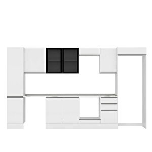 Alvinka 370x222 Cm High Gloss Mutfak Dolabı Beyaz Beyaz Mbb-e80b45s45-3