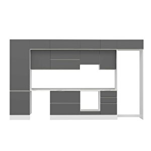 Alvinka 400x240 Cm High Gloss Mutfak Dolabı Beyaz Antrasıt Mbb-e90b60s50-1