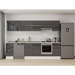 295x210 Cm High Gloss Mdf Mutfak Dolabı Beyaz Antrasıt M-e90s40s45-1 Antrasit