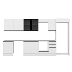 Alvinka 385x222 Cm High Gloss Mdf Mutfak Dolabı Beyaz Beyaz Mb-e80s60s45-3