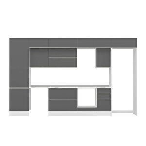 Alvinka 395x240 Cm High Gloss Mdf Mutfak Dolabı Beyaz Antrasıt Mbb-e90b60s45-2