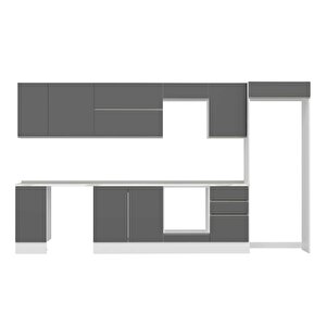 Alvinka 370x222 Cm High Gloss Mutfak Dolabı Beyaz Antrasıt Mb-e80s40s50-2