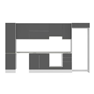 Alvinka 375x222 Cm High Gloss Mutfak Dolabı Beyaz Beyaz Mbb-e90b45s40-1
