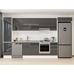 Alvinka 375x222 Cm High Gloss Mutfak Dolabı Beyaz Antrasıt Mbb-e90b45s40-1 Antrasit